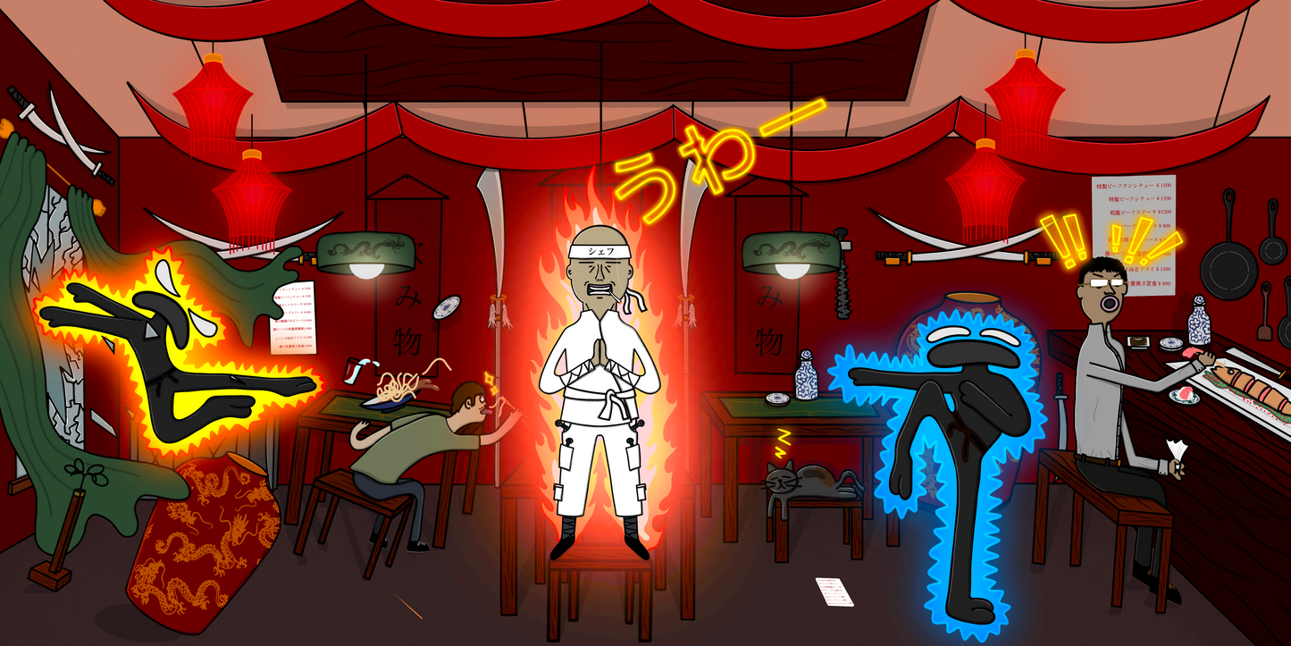 TROUBLE BREWING AT THE SUSHI SHOP (PRINT)