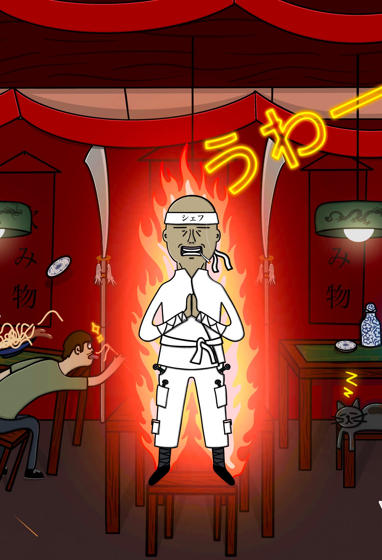 TROUBLE BREWING AT THE SUSHI SHOP (PRINT)