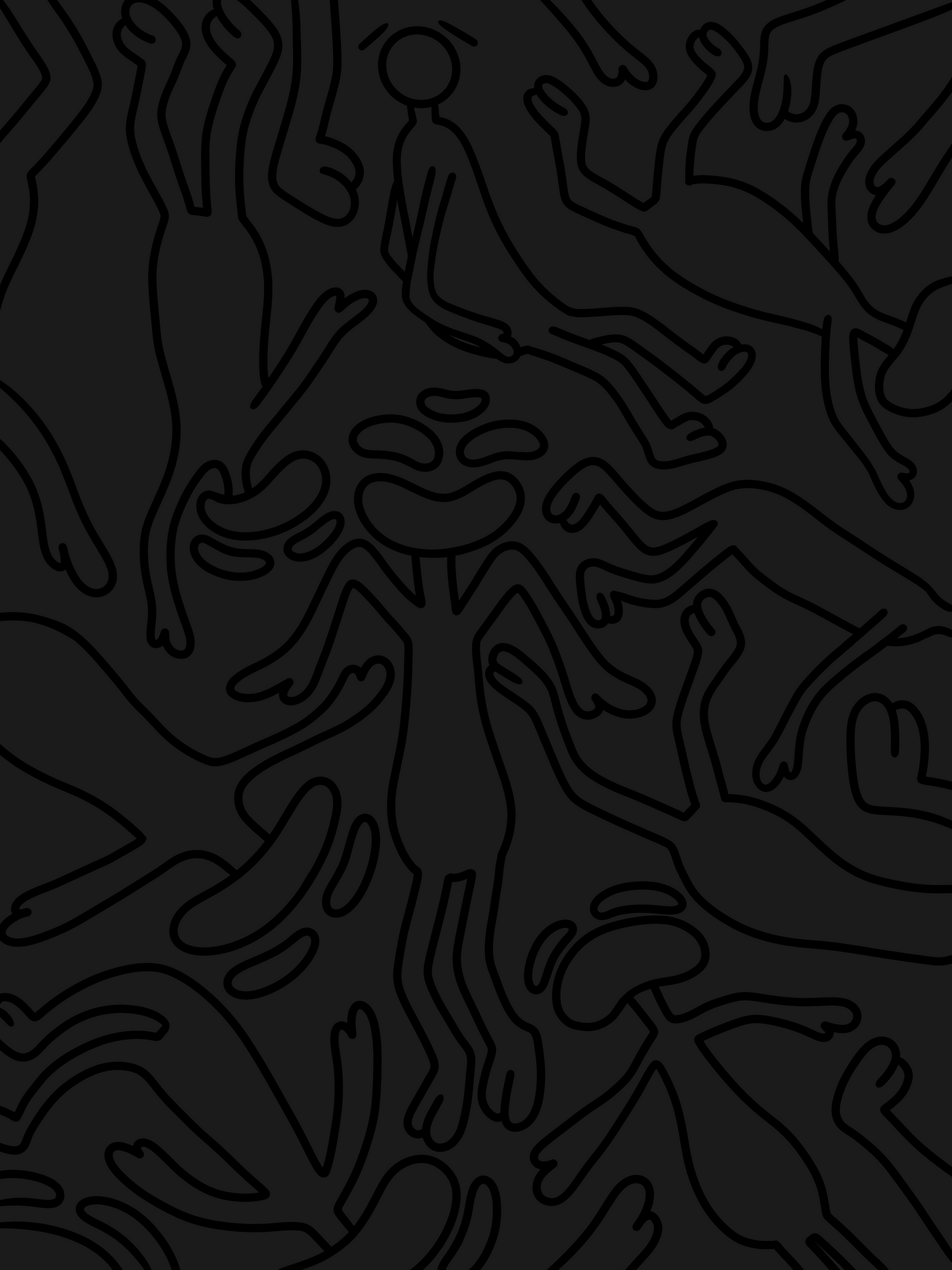 This piece gives the emotion of a black void with characters drawn in black outline falling into it, This represents Yin dark passive and cold.