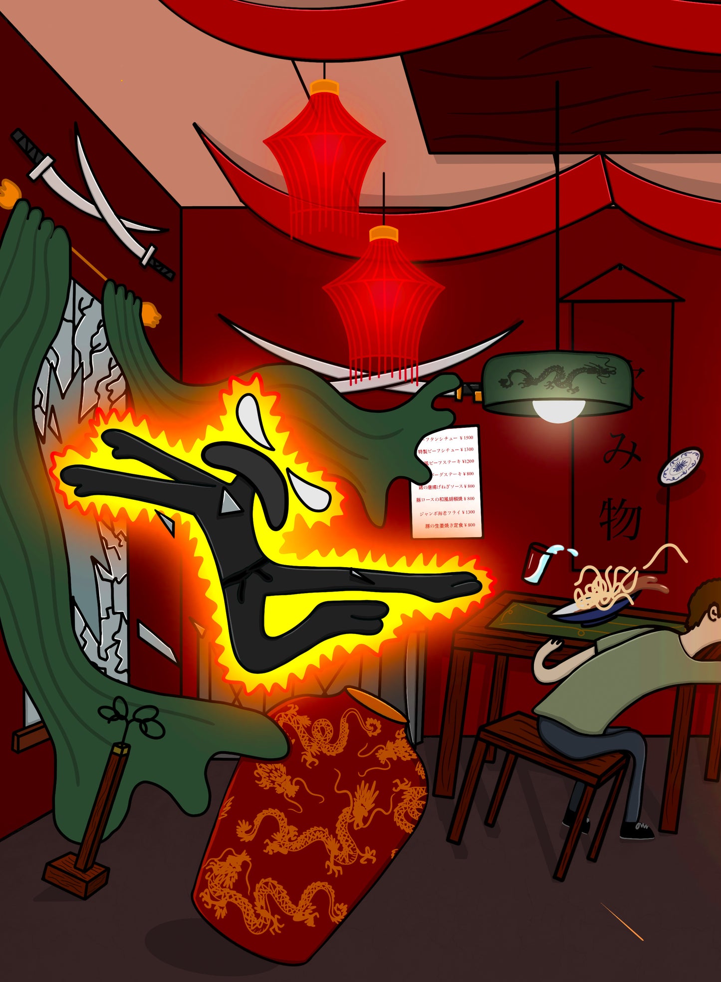 TROUBLE BREWING AT THE SUSHI SHOP (PRINT)