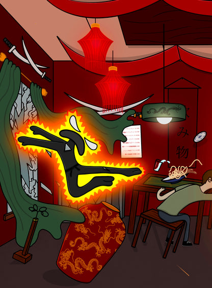 TROUBLE BREWING AT THE SUSHI SHOP (PRINT)