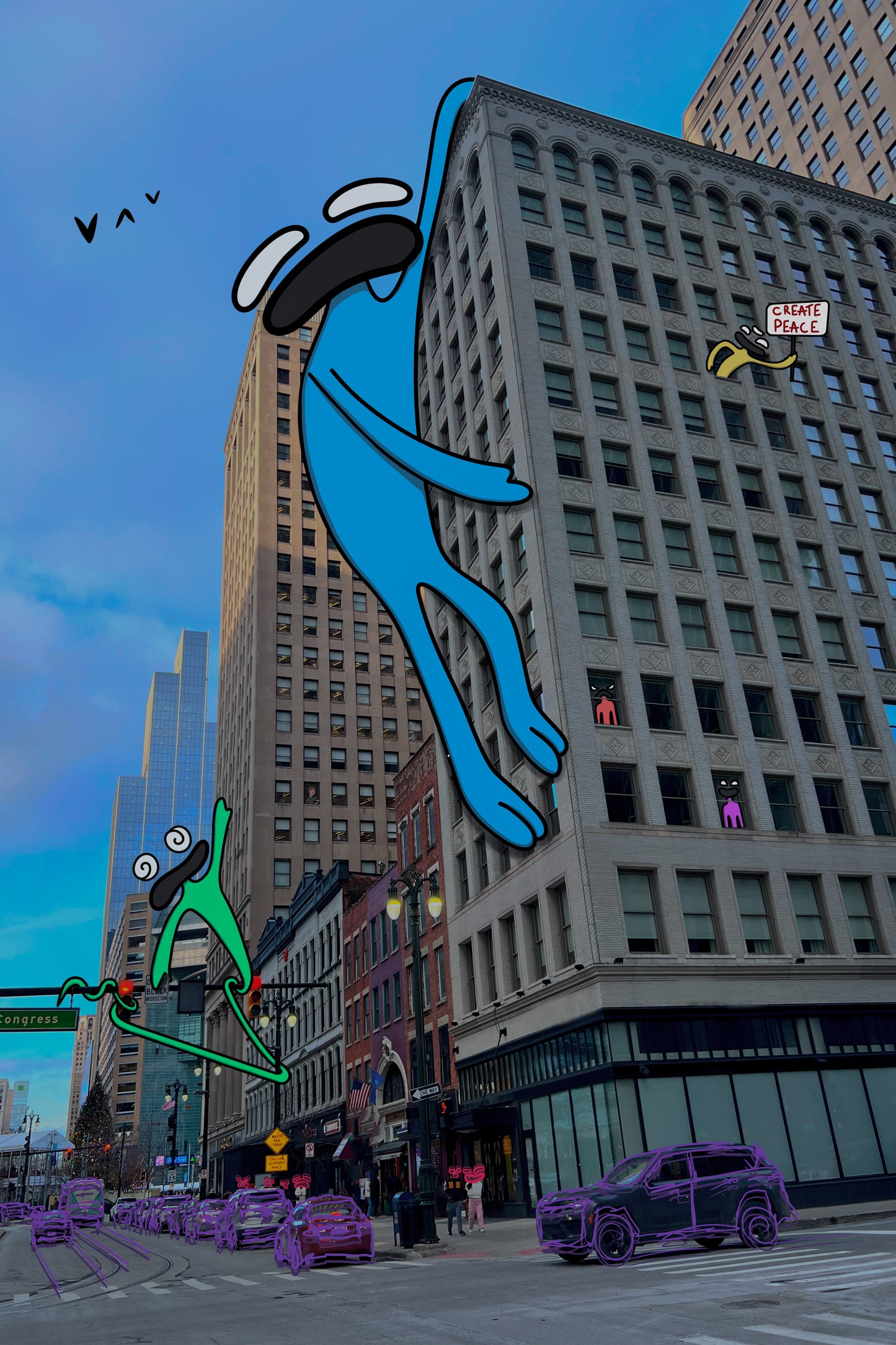 CREATING PEACE, Woodward Ave & E Congress St, Detroit, MI (PRINT)