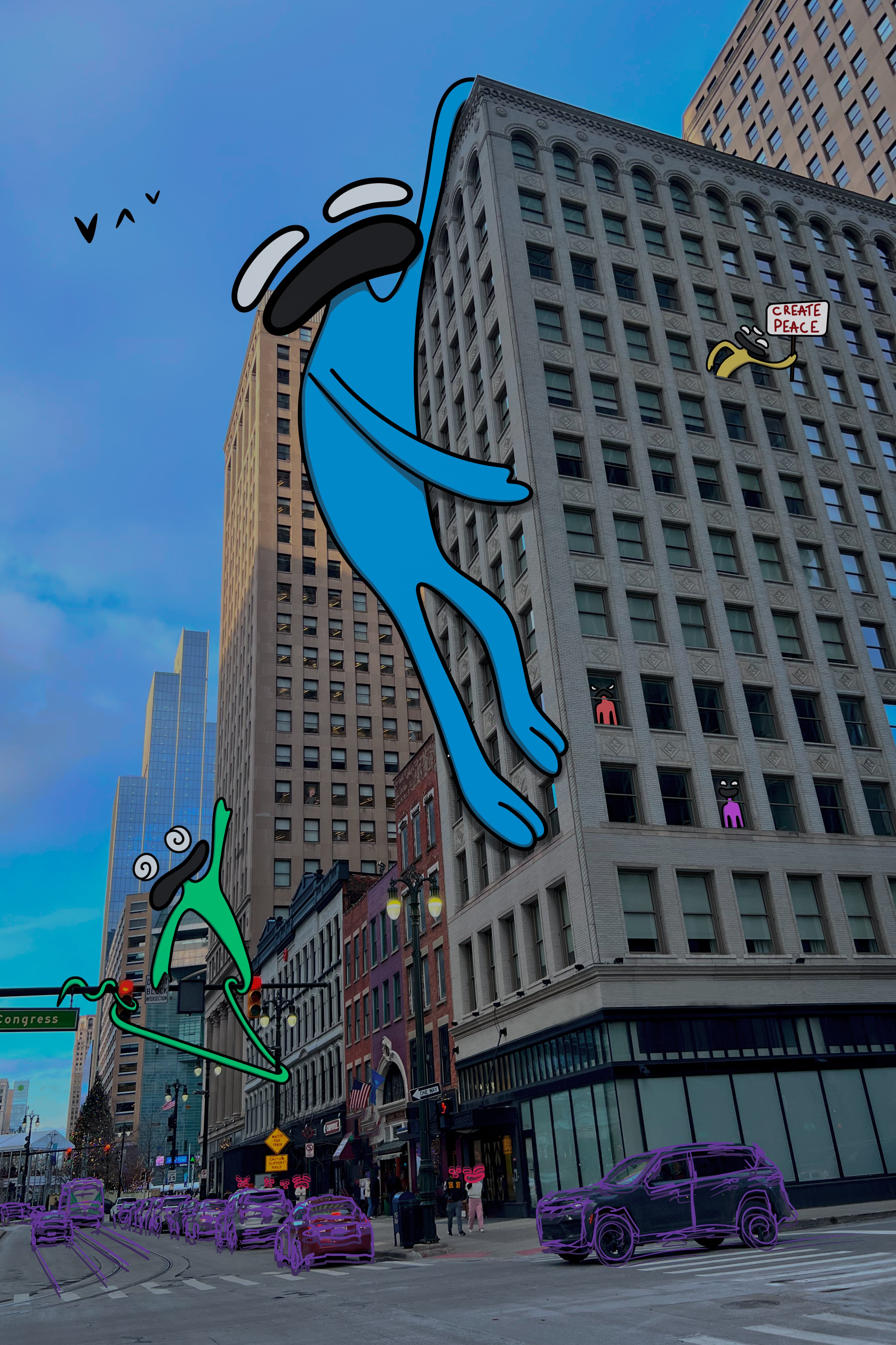CREATING PEACE, Woodward Ave & E Congress St, Detroit, MI (PRINT)